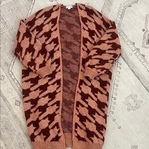 Ava & Viv Brown and Tan Houndstooth Cardigan
